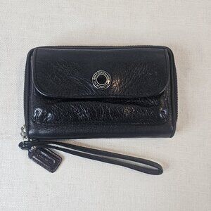 Coach Black Leather Zip Around Wallet Wristlet - Vintage Item